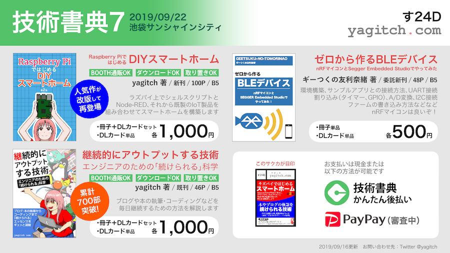 技術書典7 お品書き画像